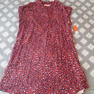 NWT EVRI women's shirt dress 0X plus size cheetah print
